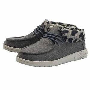 NEW HEY DUDE women britt ankle shoes in grey cheetah